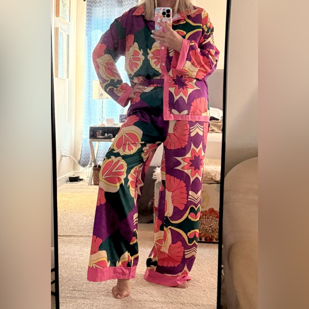 Vibrant Floral Women's Pants and Jacket